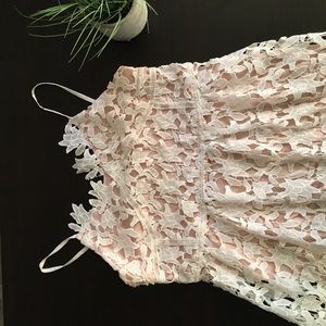 NWOT white lace nude slip dress small
